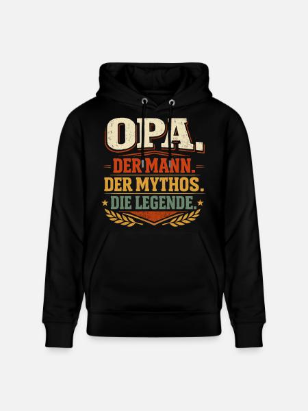 Grandpa Man Myth Legend Gift - Stanley/Stella CRUISER Unisex Organic Hoodie - black