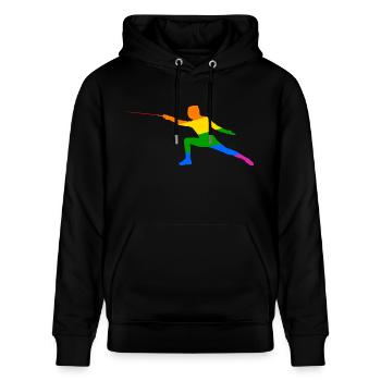 Regenbogen Fechten - Stanley/Stella Unisex Bio-Hoodie CRUISER  - Schwarz - Vorne - Alina (178cm) & Michal (187cm)