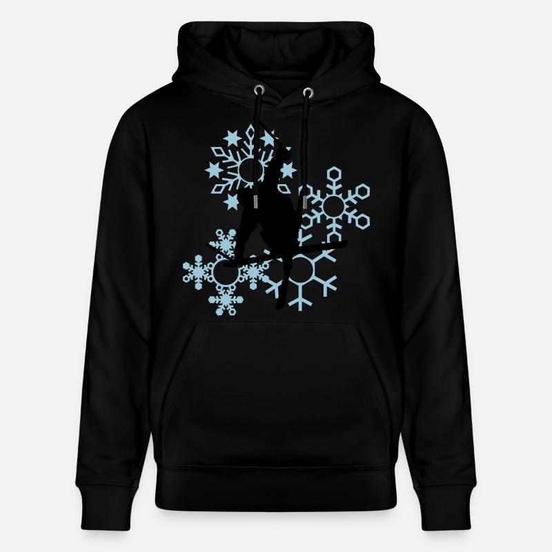 Skier mit Schneeflocken - Stanley/Stella Unisex Bio-Hoodie CRUISER  - Schwarz