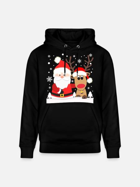 Julemanden med rensdyr Julemanden jul - Stanley/Stella CRUISER økologisk unisex-hoodie - sort