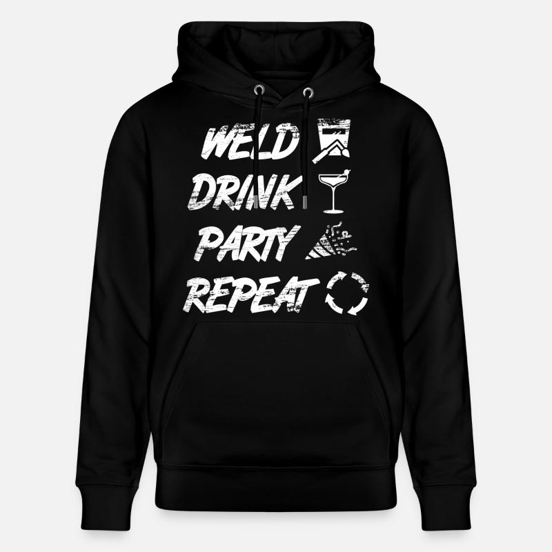 welding, drinking, celebrating, repeating - Stanley/Stella CRUISER Unisex Organic Hoodie - black