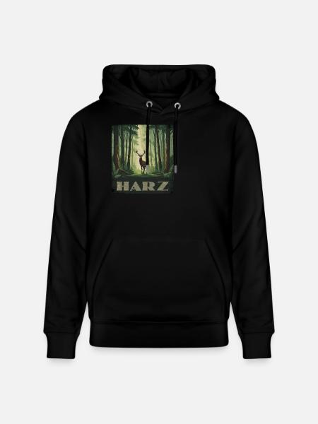 Harz Wald und Hirsch - Stanley/Stella Unisex Bio-Hoodie CRUISER  - Schwarz
