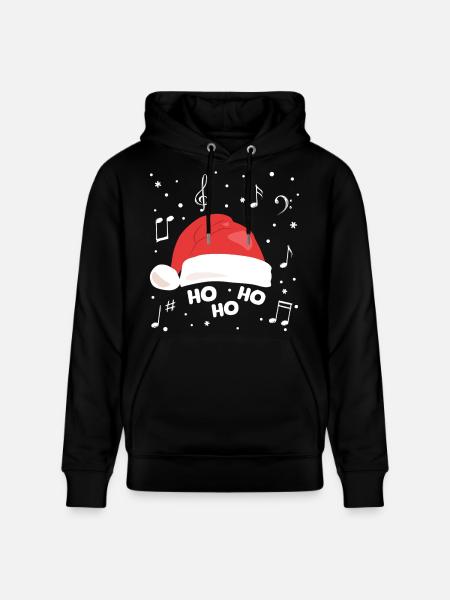 Musical Christmas Hat with Music Notes - Stanley/Stella CRUISER Unisex Organic Hoodie - black