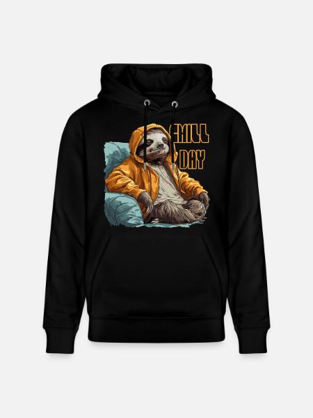 Sloth chill day - Stanley/Stella CRUISER Unisex Organic Hoodie - black