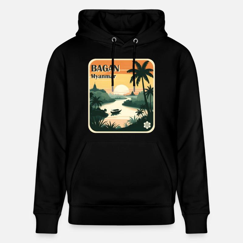 Bagan Myanmar - Stanley/Stella Unisex Bio-Hoodie CRUISER  - Schwarz