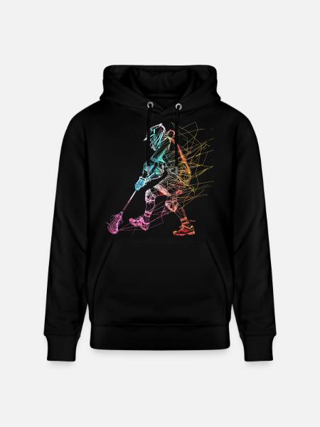 Lacrosse Player Sketch - Stanley/Stella CRUISER Unisex Organic Hoodie - black