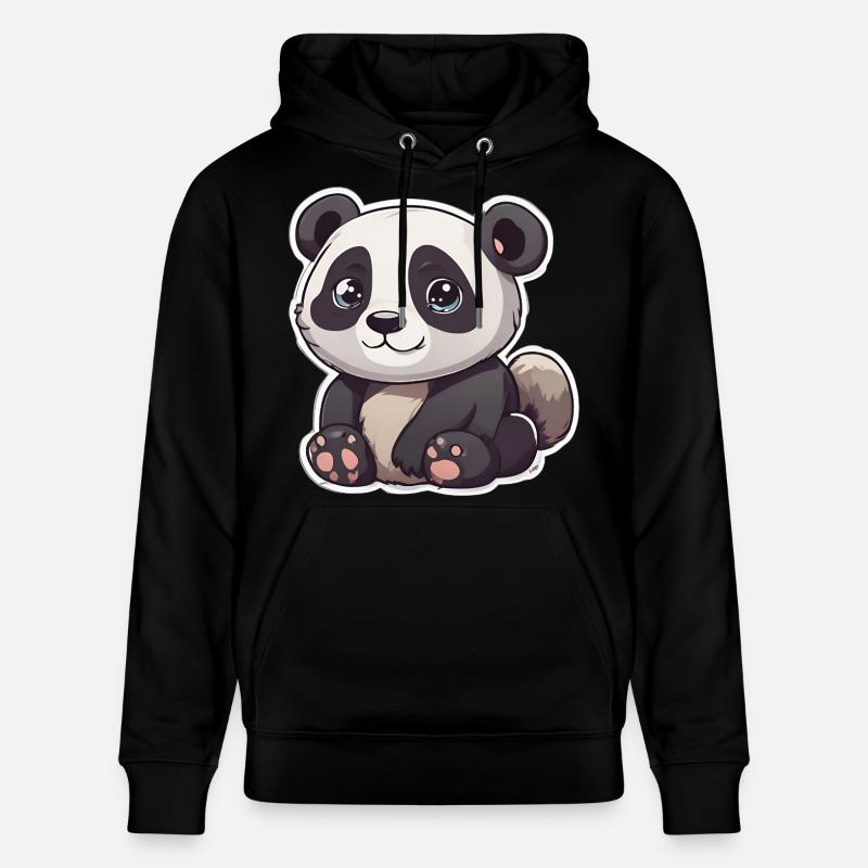 Panda mignon aux grands yeux - Sweat à capuche bio CRUISER Stanley/Stella Unisexe - noir