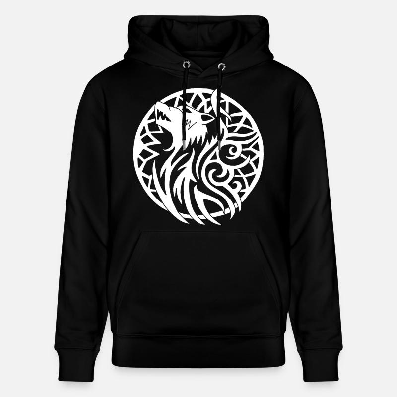 Weißer Wikingerwolf und Glücksbringer - Stanley/Stella Unisex Bio-Hoodie CRUISER - Schwarz