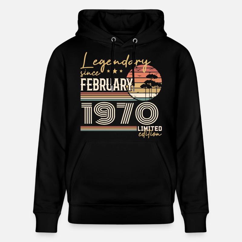 Février 1970 anniversaire 1970 légendes Février - Sweat à capuche bio CRUISER Stanley/Stella Unisexe - noir