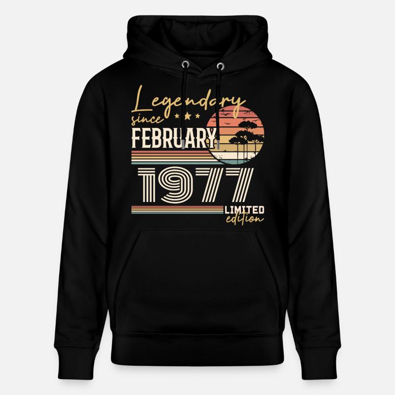 Février 1977 anniversaire 1977 légendes Février - Sweat à capuche bio CRUISER Stanley/Stella Unisexe - noir