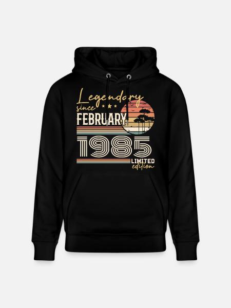February 1985 Anniversary 1985 Legends February - Stanley/Stella CRUISER Unisex Organic Hoodie - black