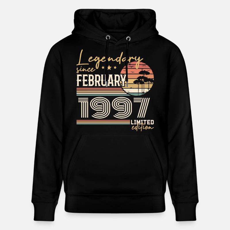 Février 1997 anniversaire 1997 légendes Février - Sweat à capuche bio CRUISER Stanley/Stella Unisexe - noir