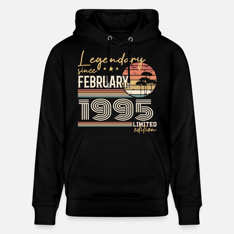 Février 1995 anniversaire 1995 légendes Février - Sweat à capuche bio CRUISER Stanley/Stella Unisexe - noir
