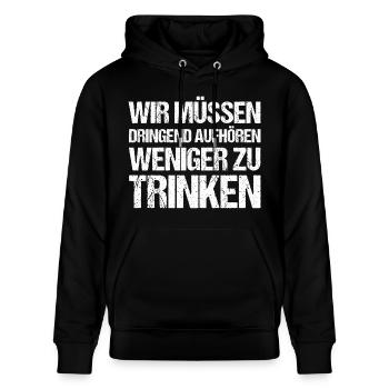Sauf Sprüche Saufen Malle Party Urlaub Mallorca - Stanley/Stella Unisex Bio-Hoodie CRUISER  - Schwarz - Vorne - Alina (178cm) & Michal (187cm)