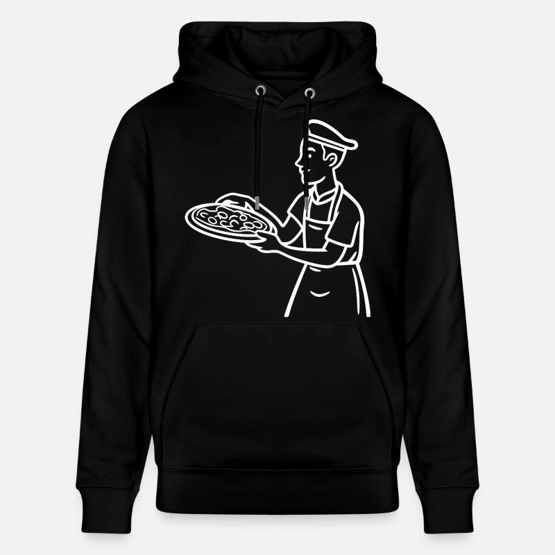 Dessin de boulanger à pizza - Sweat à capuche bio CRUISER Stanley/Stella Unisexe - noir