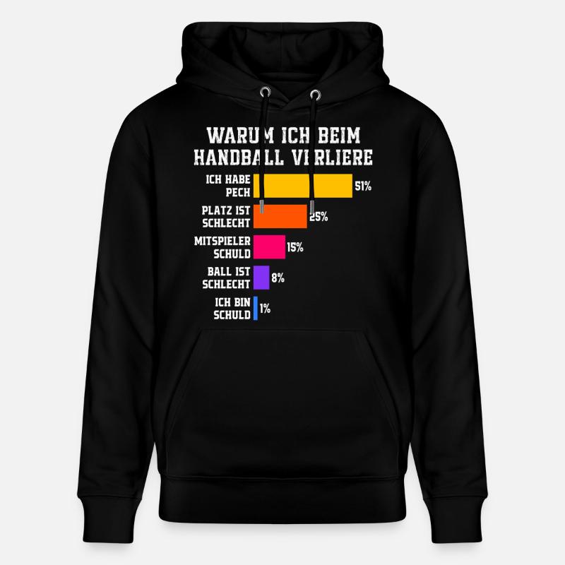 Pourquoi je perds au handball - Sweat à capuche bio CRUISER Stanley/Stella Unisexe - noir