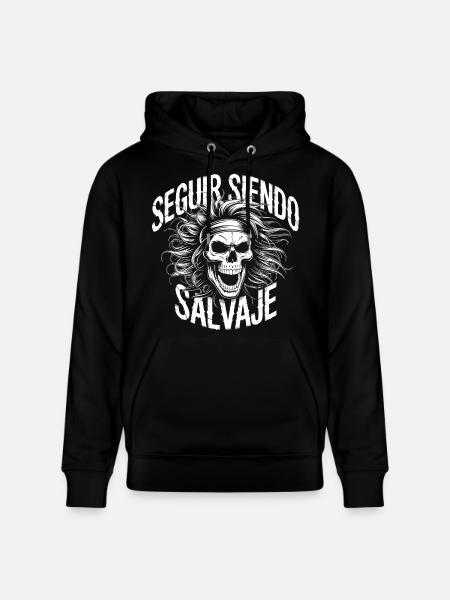 Wild Skull in White - Stanley/Stella CRUISER Unisex Organic Hoodie - black