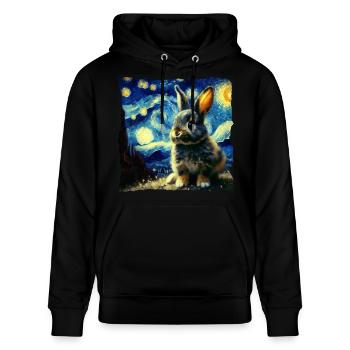 Starry sky style rabbit - Stanley/Stella CRUISER Unisex Organic Hoodie - black - Front - Alina (178cm) & Michal (187cm)