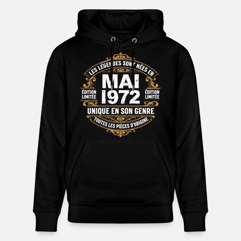 May 1972  - Sweat à capuche bio CRUISER Stanley/Stella Unisexe - noir