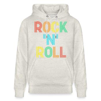 Rock'N'Roll Multicolored Retro Neon Text - Stanley/Stella CRUISER Unisex Organic Hoodie - heather oatmeal - Front - Alina (178cm) & Michal (187cm)