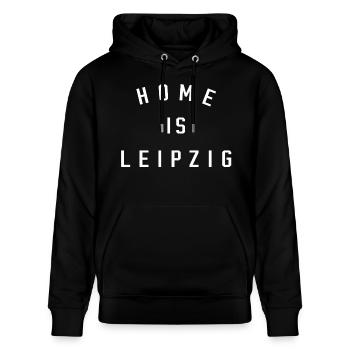 Home is Leipzig - Stanley/Stella Unisex Bio-Hoodie CRUISER  - Schwarz - Vorne - Alina (178cm) & Michal (187cm)
