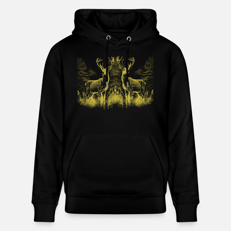 Hirsch Hirsche Wild Rotwild Rehbock - Stanley/Stella Unisex Bio-Hoodie CRUISER  - Schwarz