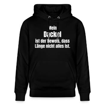 Mein Dackel ist der Beweis Länge nicht alles - Stanley/Stella Unisex Bio-Hoodie CRUISER  - Schwarz - Vorne - Alina (178cm) & Michal (187cm)