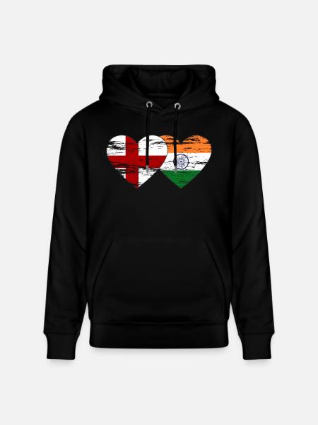 England India flag used - Stanley/Stella CRUISER Unisex Organic Hoodie - black