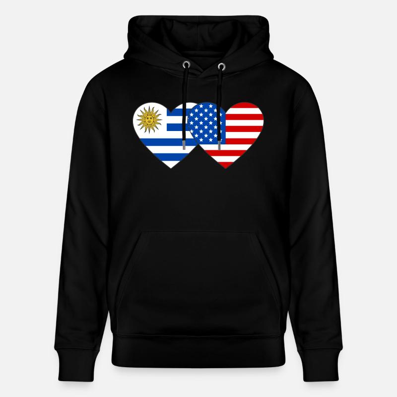 Uruguay États-Unis Drapeau Coeur - Sweat à capuche bio CRUISER Stanley/Stella Unisexe - noir