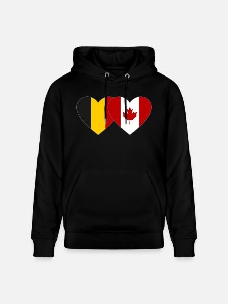 Belgium Canada Flag Heart - Stanley/Stella CRUISER Unisex Organic Hoodie - black