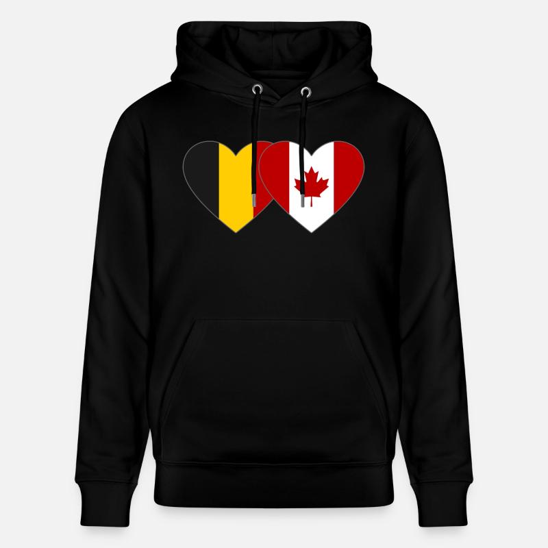 Belgique Canada Drapeau Coeur - Sweat à capuche bio CRUISER Stanley/Stella Unisexe - noir
