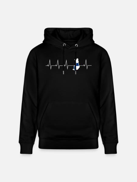 I love Finland - heartbeat - Stanley/Stella CRUISER Unisex Organic Hoodie - black