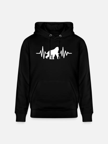 Orangutan Heartbeat - Stanley/Stella CRUISER Unisex Organic Hoodie - black