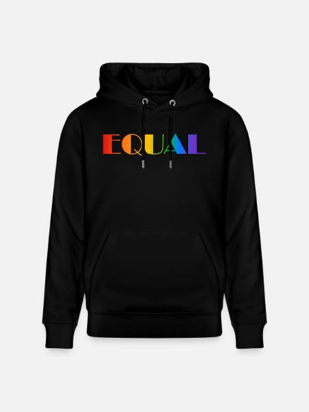 EQUAL RAINBOW TEXT - Stanley/Stella CRUISER Unisex Organic Hoodie - black