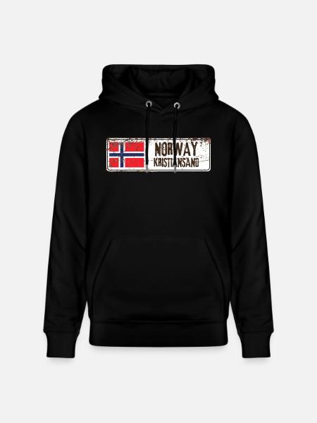Kristiansand Norway Flag - Stanley/Stella CRUISER Unisex Organic Hoodie - black
