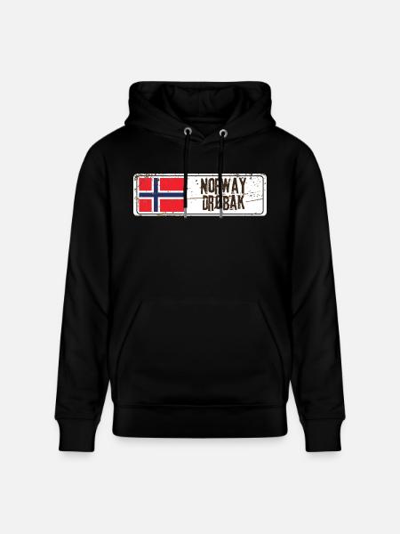 Drøbak Norway Flag - Stanley/Stella CRUISER Unisex Organic Hoodie - black