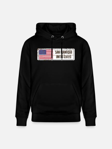 San Francisco Flag - Stanley/Stella CRUISER Unisex Organic Hoodie - black