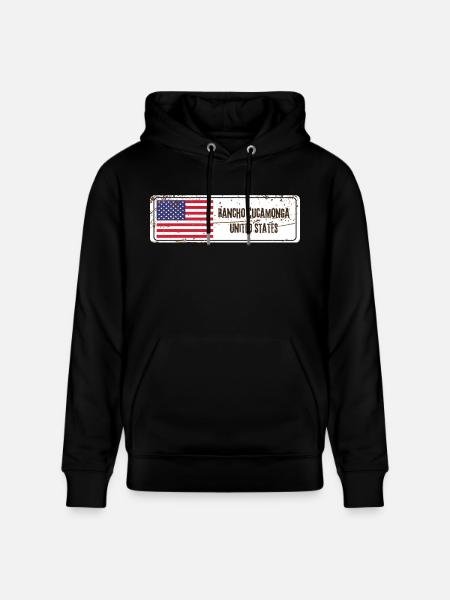 Rancho Cucamonga Flag - Stanley/Stella CRUISER Unisex Organic Hoodie - black