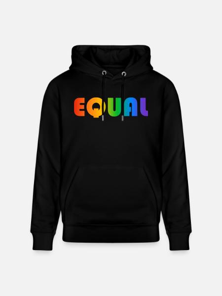 EQUAL RAINBOW TEXT - Stanley/Stella CRUISER Unisex Organic Hoodie - black