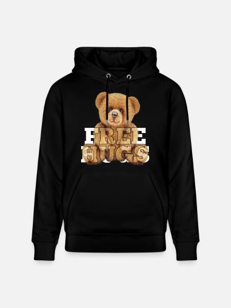 Teddy Free Hugs Gift - Stanley/Stella CRUISER Unisex Organic Hoodie - black