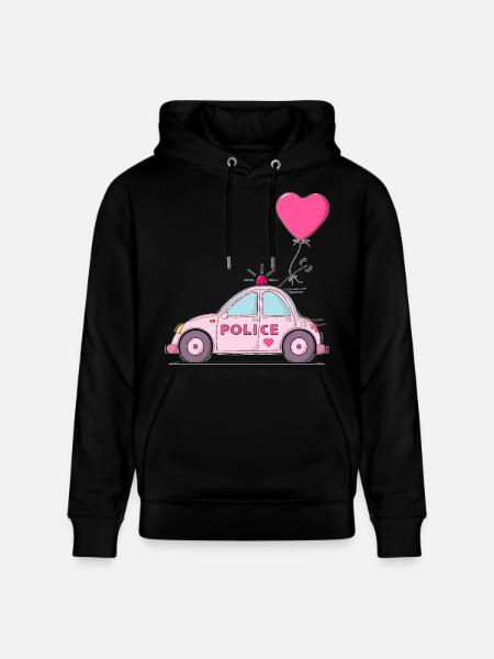 Police Heart Pink - Stanley/Stella CRUISER Unisex Organic Hoodie - black