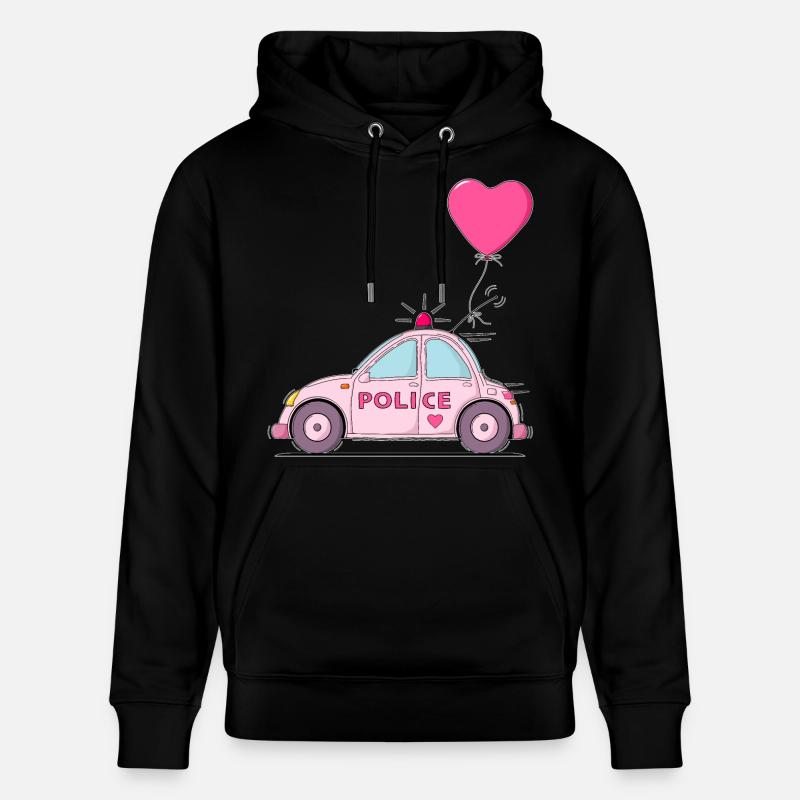 Coeur de police rose - Sweat à capuche bio CRUISER Stanley/Stella Unisexe - noir