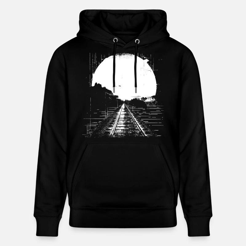 Dessin ferroviaire - Sweat à capuche bio CRUISER Stanley/Stella Unisexe - noir