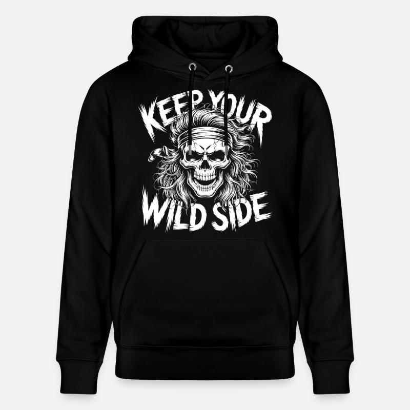 Conception du crâne du côté sauvage - Sweat à capuche bio CRUISER Stanley/Stella Unisexe - noir