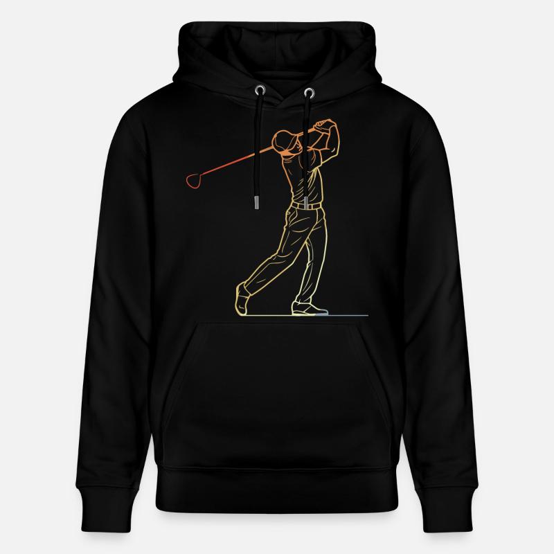 Dessin au trait du golfeur - Sweat à capuche bio CRUISER Stanley/Stella Unisexe - noir