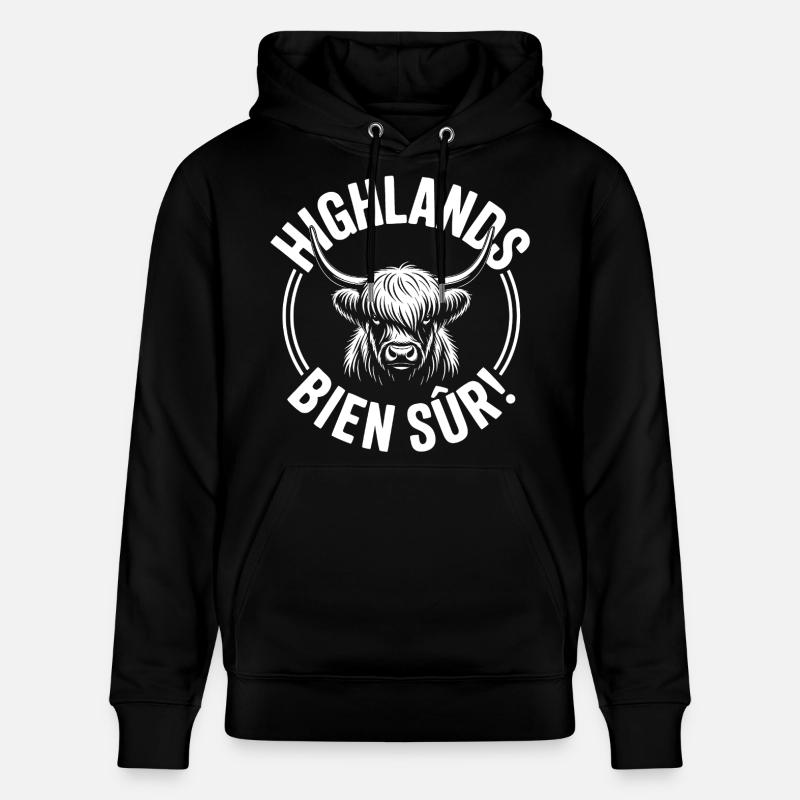 Vache Highland Écossaise – Highland Cow - Sweat à capuche bio CRUISER Stanley/Stella Unisexe - noir