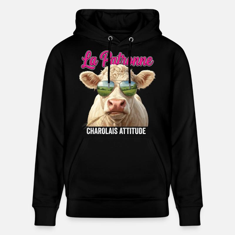 Charolais Élevage Bovin Éleveur - Sweat à capuche bio CRUISER Stanley/Stella Unisexe - noir