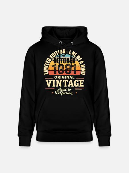 Retro October 1981 - birthday october 1981 - Stanley/Stella CRUISER Unisex Organic Hoodie - black