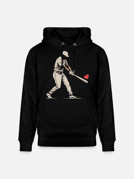 Silhouette Batter Baseball Valentines - Stanley/Stella CRUISER Unisex Organic Hoodie - black