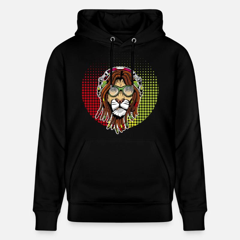Lion rastafarien - Sweat à capuche bio CRUISER Stanley/Stella Unisexe - noir